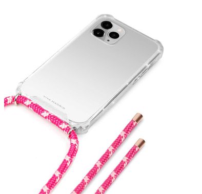 Viva Madrid Portra Clear Case with Lanyard Compatible for Apple iPhone 12 Pro Max (6.7") Shock-Absorption, Anti-Scratch, Drop Resistant, Easy Access To All Ports - Pink lanyard
