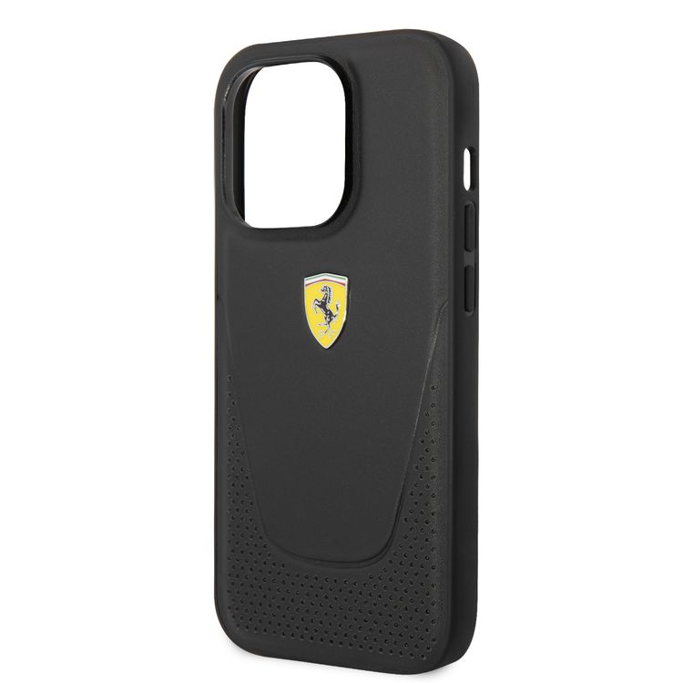 Ferrari Genuine Leather Case Vici Perforated iPhone 14 Pro Max - Black