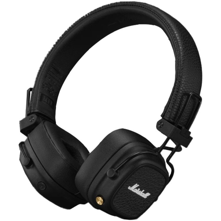 Marshall Major V Wireless On-Ear Headphones with Rugged & Foldable Design, Wireless Charging, 3 Hours Charging Time, Customizable M-Button, Bluetooth 5.3,Up to 100 Hours Play Time - Black