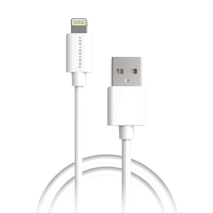Powerology USB-A to Lightning Cable 3M Fast Charging  Data Sync - White