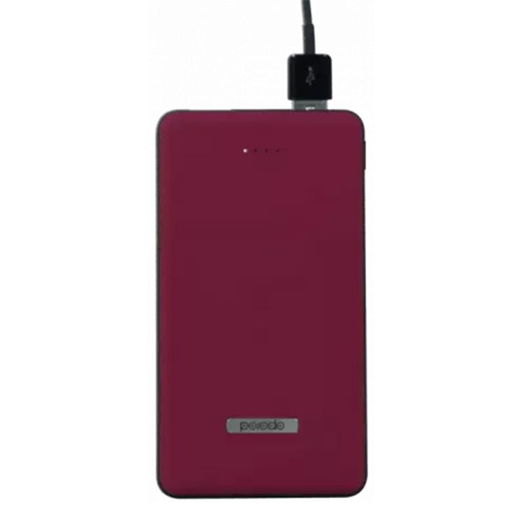 Porodo Dual USB Universal Power Bank 10000mAh with Rubberised Surface, Compact Slim Design, Portable, LED Indicator, Compatible with Smartphones - Red