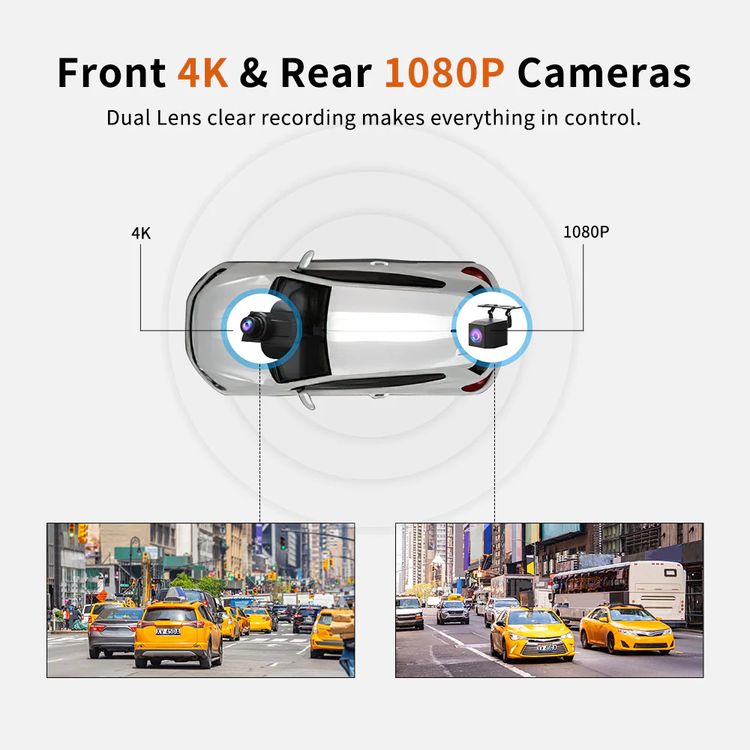 ThiEYE CarView4 Dual Lens 4K Mirror Dash Camera, Super Night Vision, G-sensor