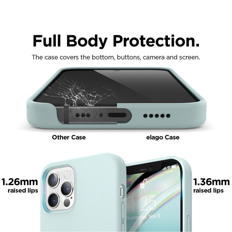 Elago Silicone Case Suitable with MagSafe, Back Shield Case Compatible for iPhone 12 / 12 Pro (6.1") Anti-Scratch, Easy Access to All Ports - Green