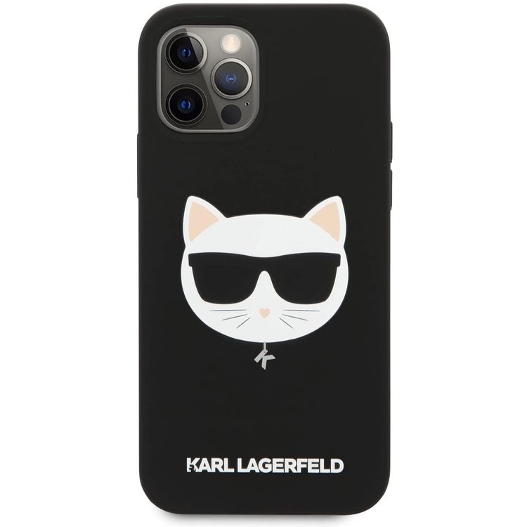 Karl Lagerfeld Silicone Hard Case Choupette Head for iPhone 12 / 12 Pro (6.1") - Black