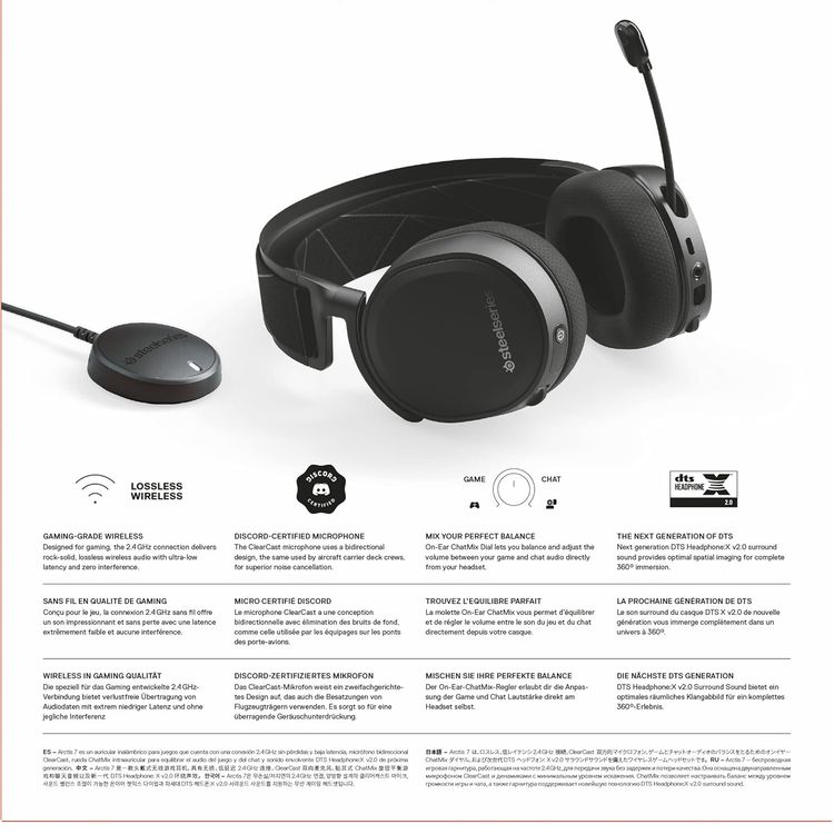 SteelSeries Arctis 7 (2019 Edition) Lossless Wireless Gaming Headset with DTS Headphone: X v2.0 Surround for PC and PlayStation 4, Black | 61505 (PS4)