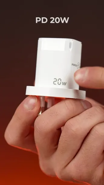 Porodo Blue Ultra-Quick Charger | USB-A & USB-C, 20 w - White | (PB-FWCH036-WH)