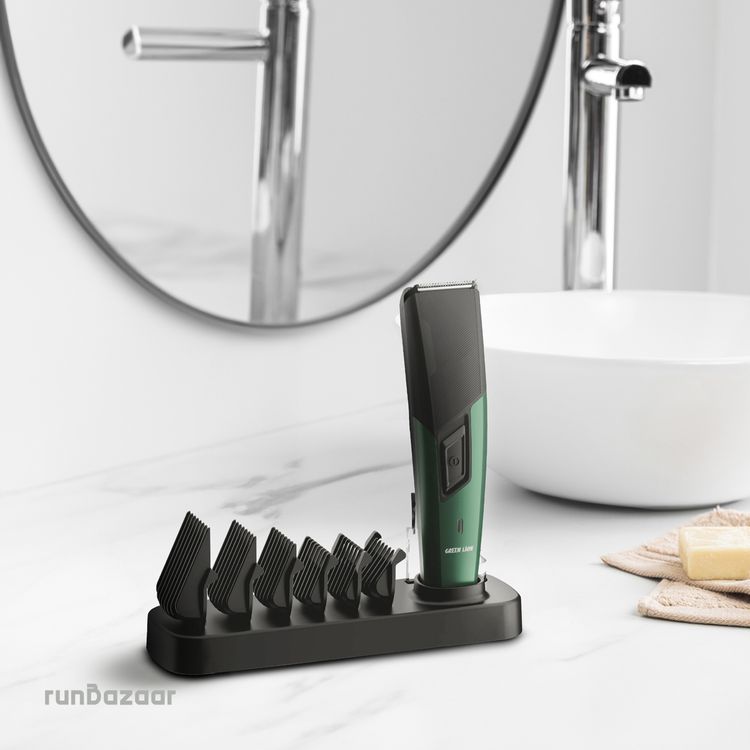 Green Lion Trim Flex Hair Trimmer with 6 Size Combs, 600mAh Battery Capacity, 8 Hours Charging Time, 45 Minutes Working Time, Type-C Charging Port, Stainless Steel Material, LED Indicator, Ergonomic & Low Noise Design - Black 