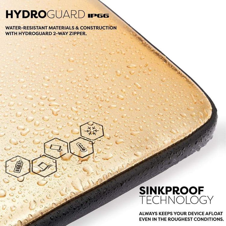 Phoozy Thermal Laptop/Tablet Case Capsule, Prevents Overheating & Freezing, Floating Case Bag, Adjustable Shoulder Strap with Laptop / Tablet (13") Gold