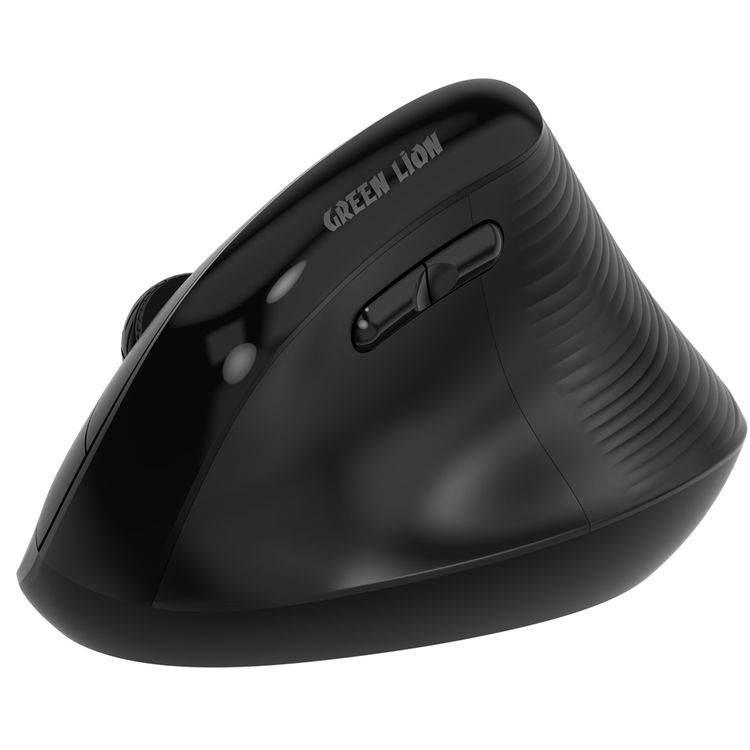 Green Lion Ergo Grip Vertical Mouse with Adjustable DPI, Multi-Device Pairing, 2 Hours Charging Time, 30 Hours Working Time, 60cm Type-C Cable Length, 10m Transmission Distance - Black