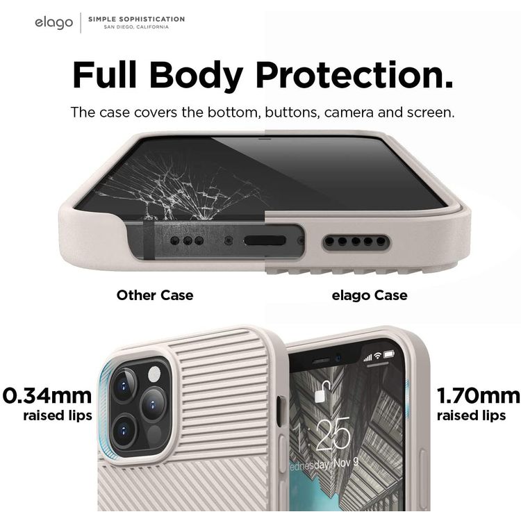 Elago TPU Cushion Case Compatible for iPhone 12/12 Pro (6.1") - Stone