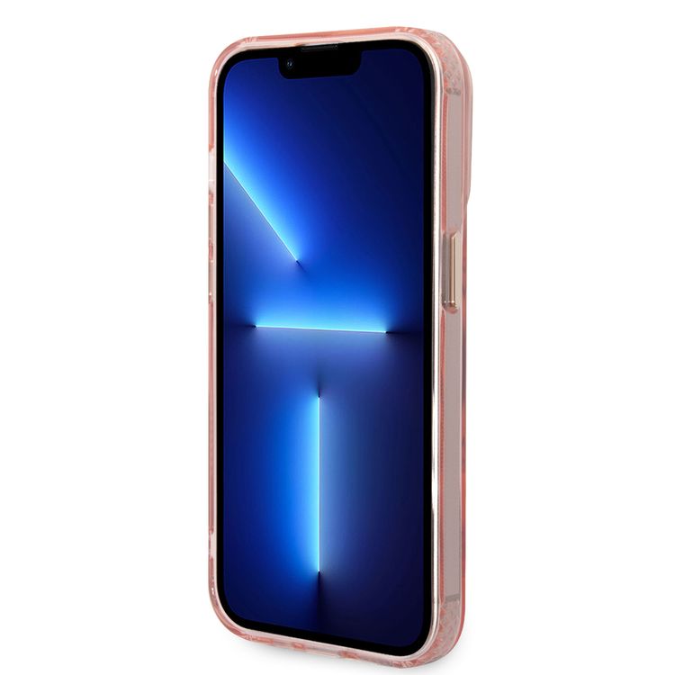 Guess Magsafe Case With Translucent Gold Outline - iPhone 14 Pro Max - Pink