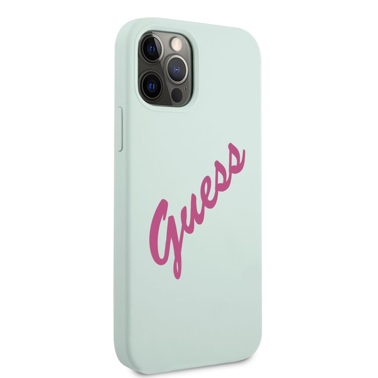 CG MOBILE Guess Silicone Vintage Hard Case With Pink Script, Easy Access to All Ports, Anti-Scratch, Shock-Absorption & Drop Protection Back Cover