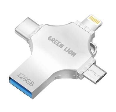 Green Lion 4-in-1 USB Flash Drive 128GB with High Speed D...