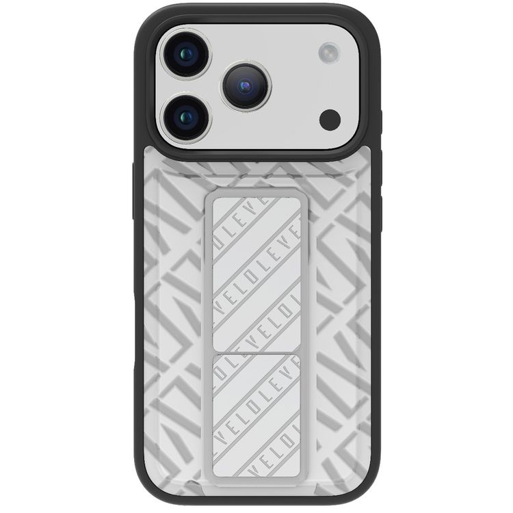 Levelo Morphix Cuero GripStand Case for iPhone 17 Pro Max, Raised Bezels for Camera & Screen, Shock-Resistant Bumper, Secure Hold, Horizontal & Vertical Viewing - Silverstone