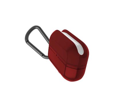 X-Doria Defense Journey Case for AirPods Pro with Detachable Carabiner & Loop, TPU & Silicone Material, Water & Dust Resistant, 360-Degree Full Protection, Anti-Scratch - Red