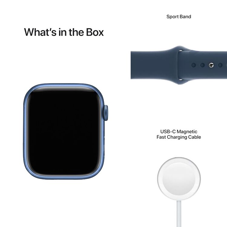 Apple Watch Series 7 ]GPS + Cellular 41mm] مع هيكل أزرق من الألومنيوم وسوار رياضي باللون الأزرق Abyss Blue