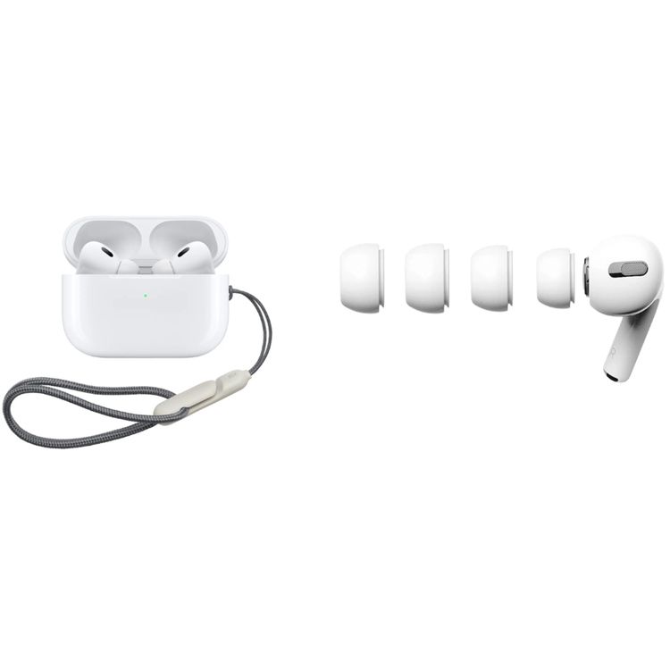 سماعات Green Lion 2nd Gen Earbuds Pro 2 مع تقنية ENC، شحن Type-C، شحن لاسلكي، وقت تشغيل 5 ساعات، إصدار بلوتوث 5.3، نطاق عمل بلوتوث 25 متر، حافظة شحن تصل إلى 20 ساعة، أطراف أذن سيليكون و حبل مرفق - اللون الأبيض.