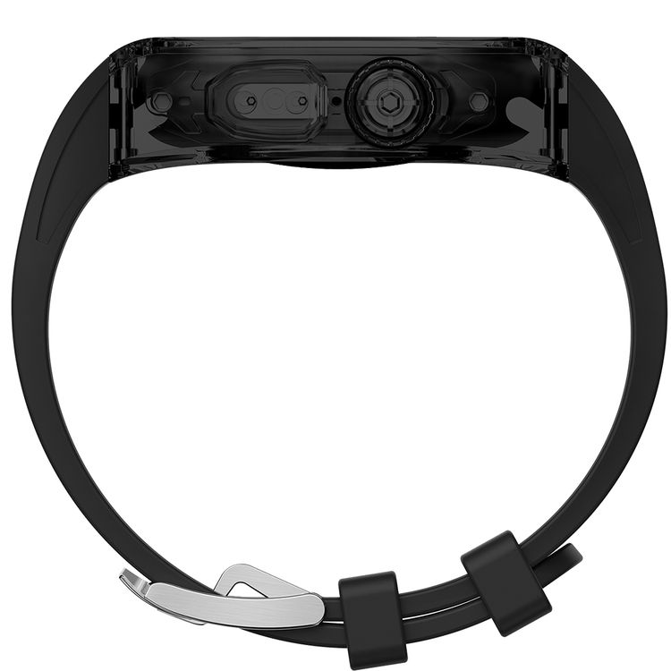 Green Lion La Royal Silicone Strap Case with Button Design for Apple Watch Ultra 49mm, Fall Protection, Easy Installation, Shockproof, Water Resistant - Black / Black