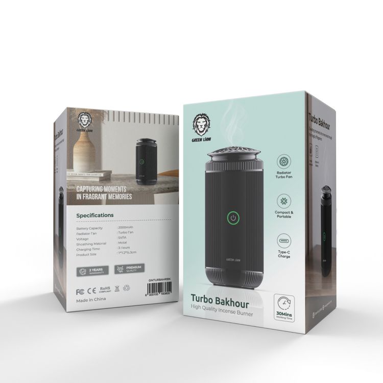 Green Lion Turbo Bakhour High Quality Car Incense Burner - Black