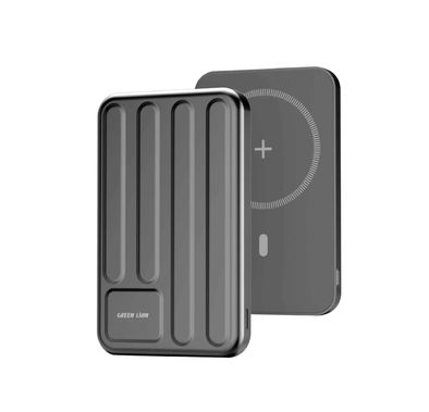 Green Lion Oxford MagSafe 5000mAh Power Bank with Ultra Slim and Compact Design, 15W Wireless Charging, 22.5W SCP, Flight Approved, PD 20W Fast Charge, ABS + PC Material - Gray