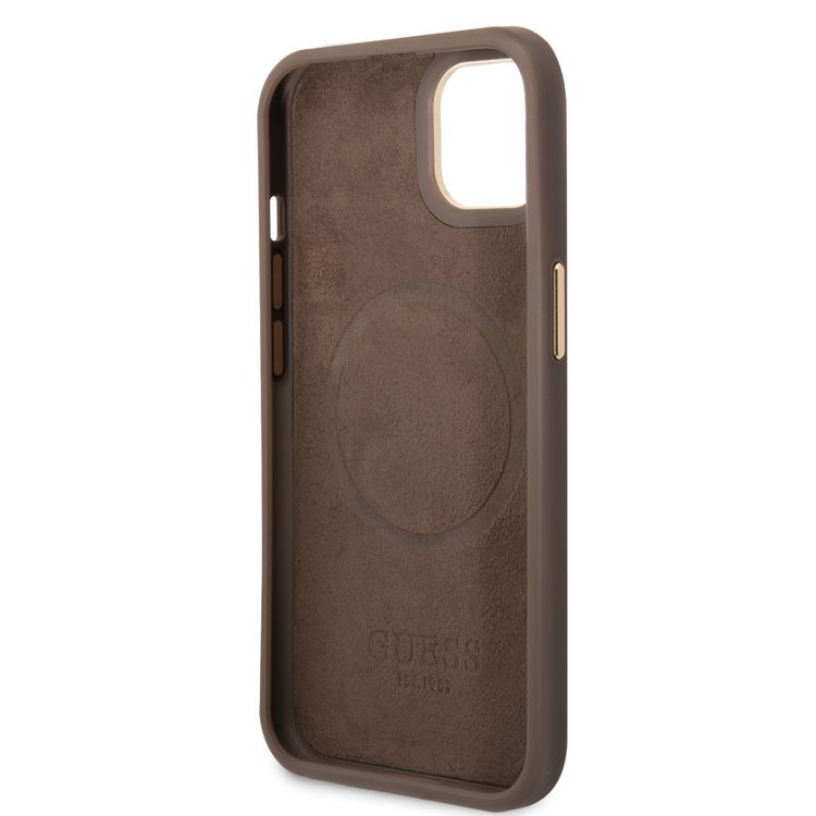 Guess Magsafe 4G PU Case With Metal Plate Logo - iPhone 14 - Brown