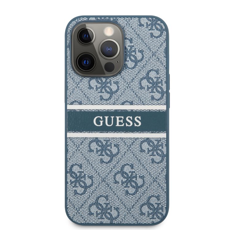 CG MOBILE Guess 4G PU Leather Case with Printed Stripe Compatible for iPhone 13 Pro (6.1") Anti-Scratch, Easy Access to All Ports, Shock Absorption