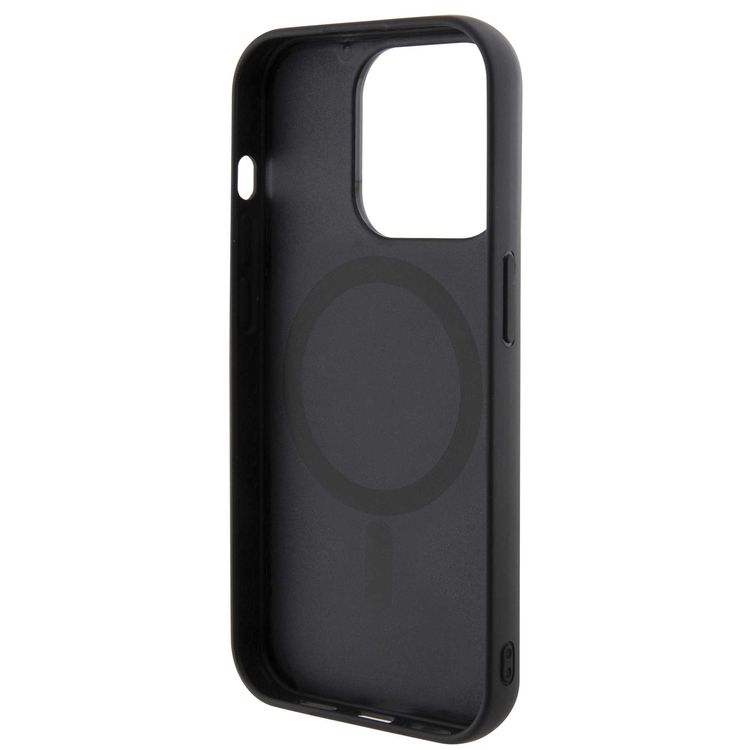 Guess Magsafe Leather Case with Gcube Stripe Pattern - Black - iPhone 15 Pro Max