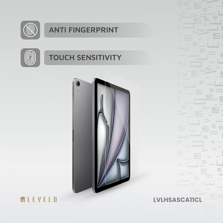 Levelo High Silicone Aluminum Glass HD Screen Protector for iPad Air 11" 2024, Scratch Resistance, Touch Sensitivity, Hydrophobic & Oleophobic Coating - Clear 