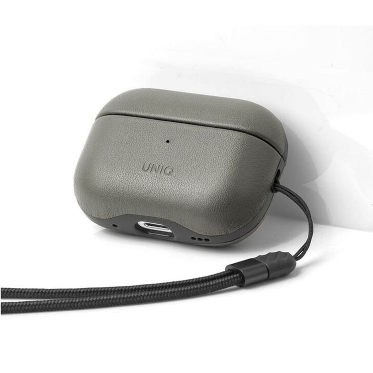 Uniq Terra Genuine Leather Case for AirPods Pro (1st Gen & 2nd Gen), Inner Microfiber Lining, Braided Wrist Strap, Wired and Wireless Charging