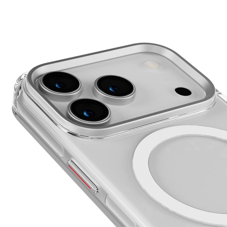 Levelo Allure MagSafe PC Hard Case for iPhone 17 Pro Max, Aluminum Alloy Frame for Camera & Buttons, Shock-Resistant Bumper, Ever-Clear Technology, Impact-Resistant - Transparent