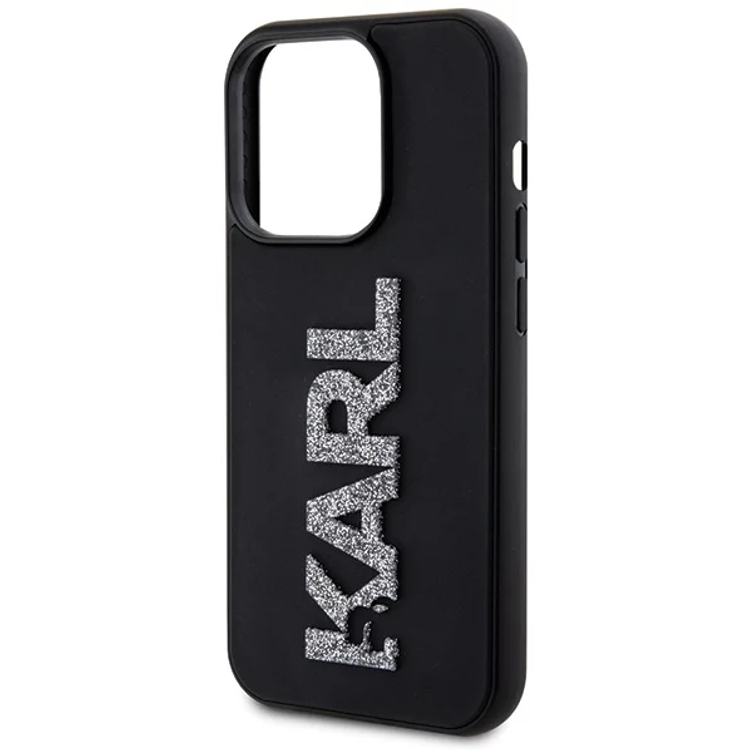 Karl Lagerfeld 3D Glitter Karl Logo Case for iPhone 15 Pro Max - Black
