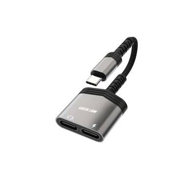 Green Lion 2 In 1 Splitter Adapter Type-C to Type-C (Char...