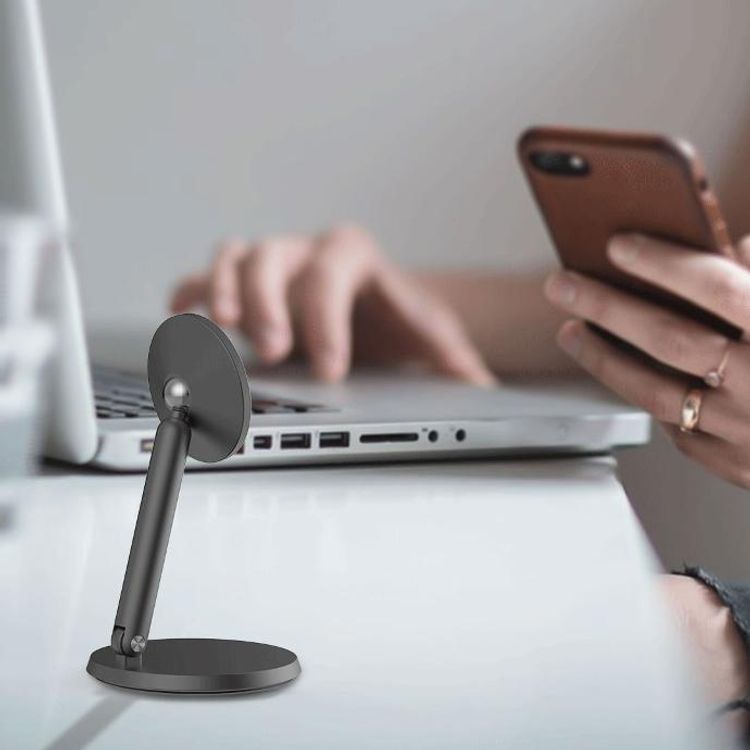 Powerology Rotatable Desktop Megasafe Phone Stand with 17*N5 Magnets, Dual Joint Design, 360° Head Rotation - Dark Gray