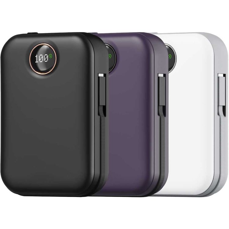 باور بنك Green Lion Monaco Magsafe بقدرة 20000 مللي أمبير في الساعة مع كابل Lightning مدمج، شحن سريع PD 20W، QC 22.5W، شحن لاسلكي 15W، شاشة LCD، جاذبية مغناطيسية، خفيف الوزن ومحمول - بنفسجي