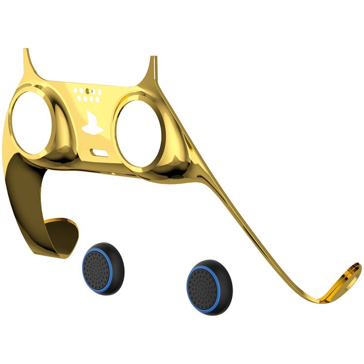 Porodo Gaming Decorative Panel Combo for PS5 Edge Controller, Thumbstick Covers, Personalized Design, Dust & Sweat Resistant, 2-in-1 Combo - Blue + Gold