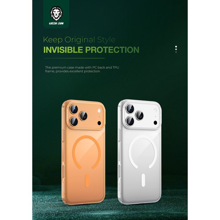Green Lion MagSafe Delgado Case for iPhone 17 Pro Max, Ultra Drop Protection, Camera Protection, Ultra HD Clarity, Anti-Fingerprint, Anti Scratch, Slim Fit - Clear