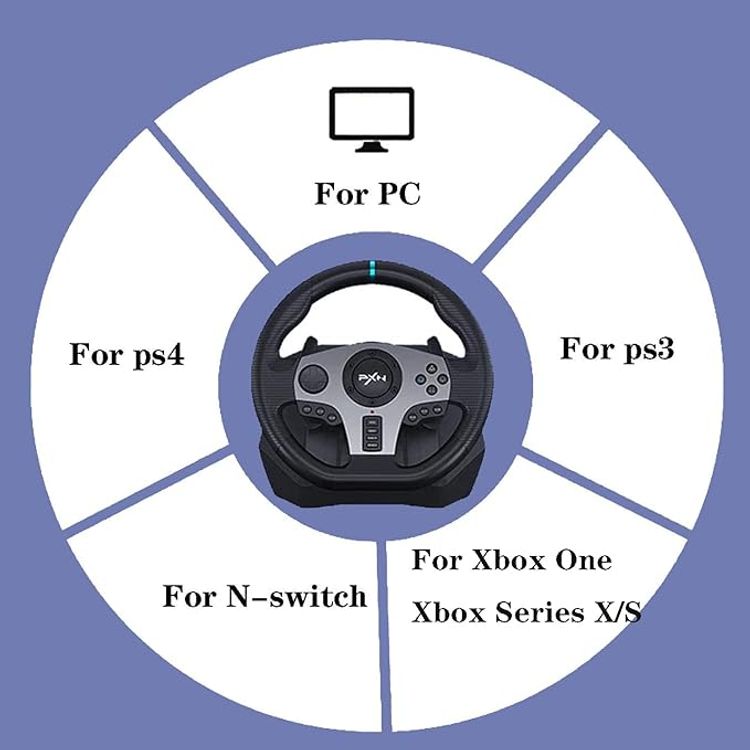 PXN V9 PC Racing Wheel, 270/900° Game Steering Wheel Dual-Motor Feedback Driving with Pedals and Joystick Steering Wheel for PC/Xbox /Xbox One/PS3/PS4/PC/Xbox One/N-Switch