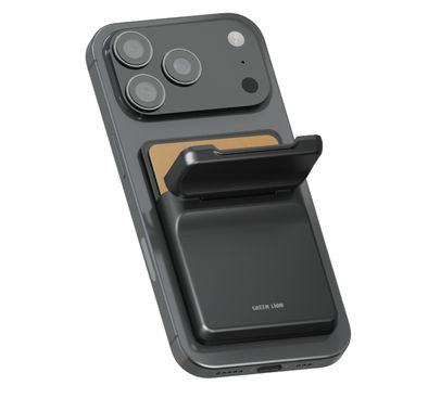 Green Lion W3-MagSafe Wallet with Card Holder, Flip-Out Kickstand, Quick Attach & Detach, RFID Protection, Slim Design, Flip-Out Kickstand - Black