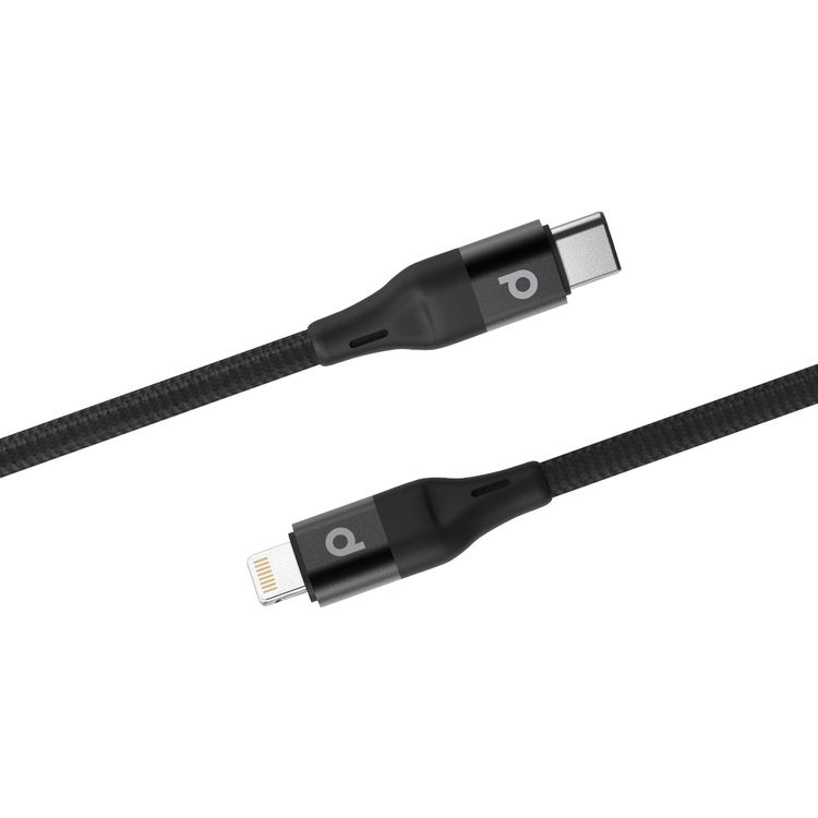 Porodo Braided USB-C to Lightning Cable 1.2M 9V Aluminum PD - Black