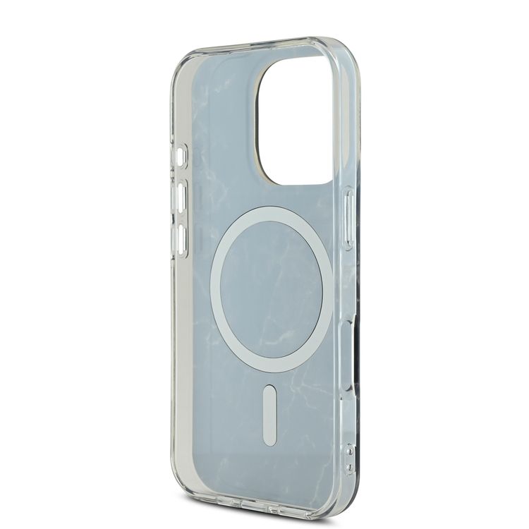 Guess Magsafe IML Hard Case with Marble Design for iPhone 16 Pro Max, Comfortable Grip, Easy Snap-On, Precise Port Cutouts - Black