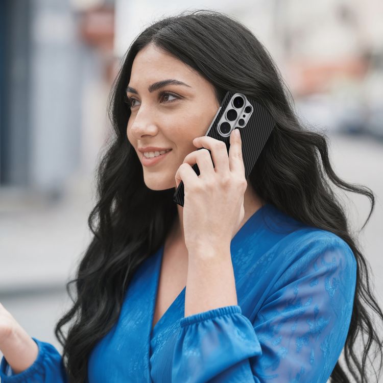 Levelo Sergei 1500D Aramid Fiber Case for Samsung S26 Ultra, Shock-Resistant Bumper, Strong Magnets, 1500D Woven Aramid Fiber, 4ft. Drop Tested, Aluminum Alloy Frame for Camera & Buttons - Black