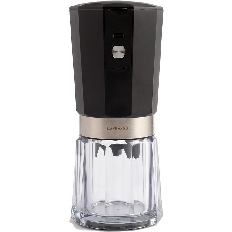 LePresso Rechargeable Coffee Grinder with 35g Capacity, 40 Cups per a Single Charge, 420ss High-Grade Steel, 800mAh Battery, 18W Rated Power - Black