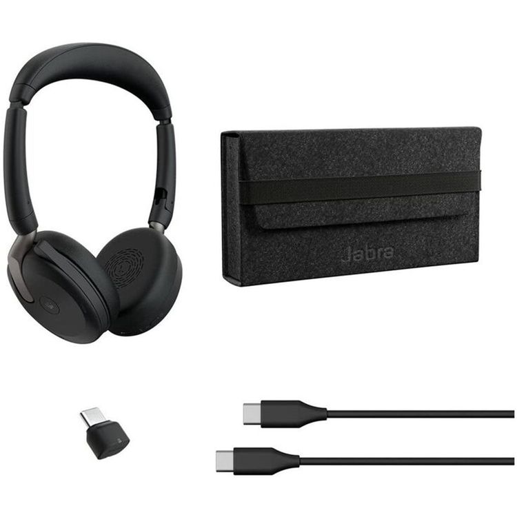Jabra Evolve2 65 Flex Headset with Foldable and Futuristic Flat Design, Crystal Clear Conversations, Noise Cancellation, All day Comfort - Black