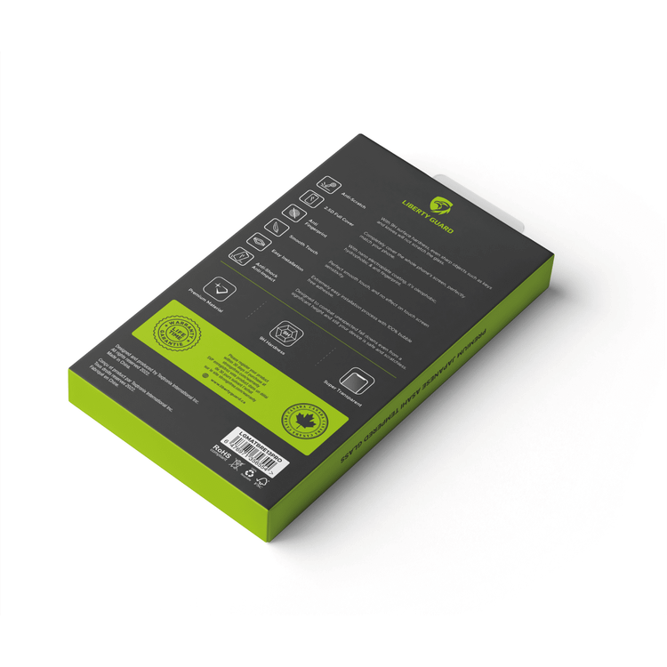 واقي شاشة بغطاء كامل  مطفي من Liberty Guard بحافة مستديرة سوداء لهاتف iPhone 13 Pro، مضاد للصدمات والتأثيرات - شفاف