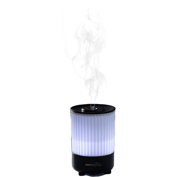 Porodo Blue NOA Portable Aroma Diffuser with Colorful Lights, Adjustable Brightness, Delicate Moisture, Aromatherapy and Mist Function,  150mL Capacity, 7 Color Modes, ABS + PC Material, 6.5 W Rated Power, USB-C Charging Port, 850mA Rated Current - Black 