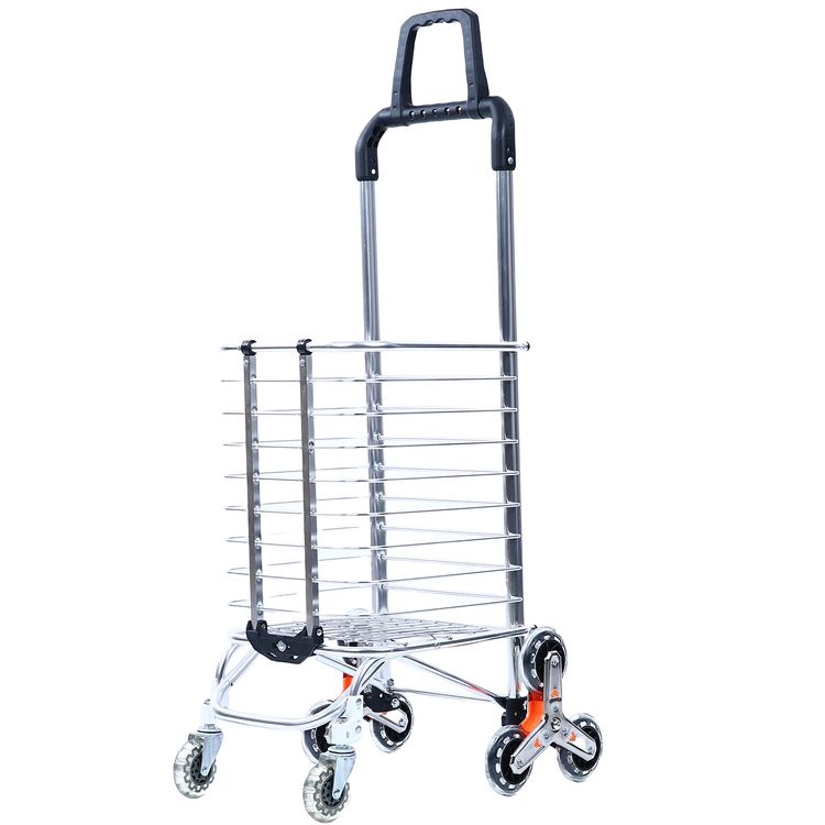 Green Lion Foldable Shopping Trolley with Shopping Bag & Elastic Ring, 20kg Maximum Load, Multiple Use, 8 Wheels, 360° Rotating Handle - Silver