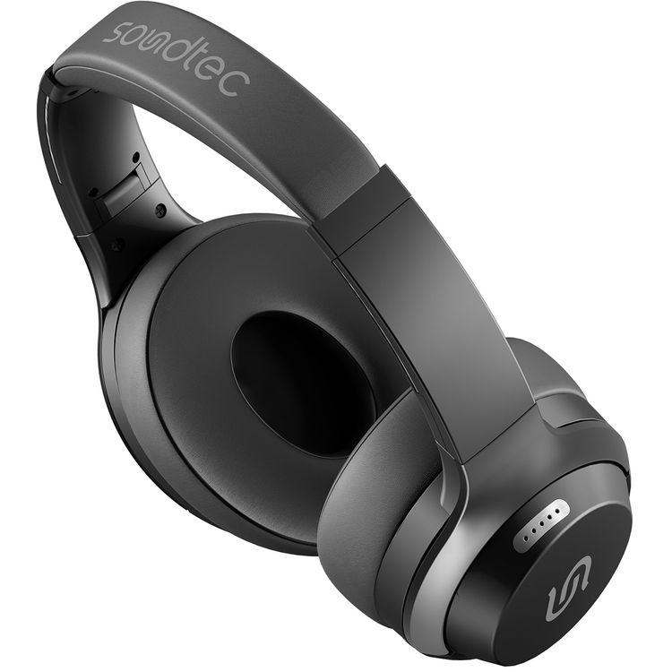 Porodo Soundtec Eclipse Wireless Over-Ear Headphones, High-Clarity Mic with ENC, 50 Hours Playtime, 400mAh Battery, Multi Function Buttons, Type C Charging, Compatible with All Phones for Enhanced Music and Calls - Black