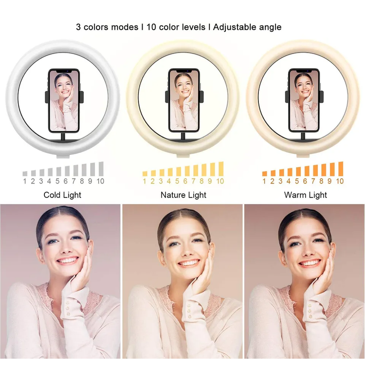 Wonew Selfie Ring Light with Tripod Stand 10  - Black