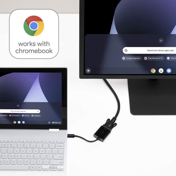 Belkin USB-C to VGA Adapter, USB-C Male and VGA Female, Compatible for USB-C Devices - Black