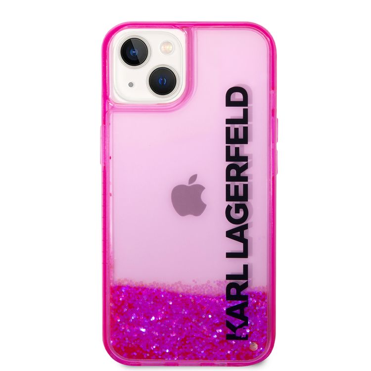 Karl Lagerfeld Liquid Glitter Elong Silicone Case Protector Compatible with iPhone 14 - Pink